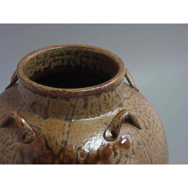 丹波焼四耳飾壺 尾中窯 市野克（二代市野信水）造 共箱 : 茶道具商 越