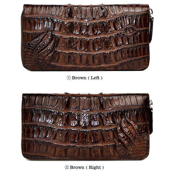 ワニ革 本革 クロコダイル 爪 財布 長財布 レザー ラウンドファスナー