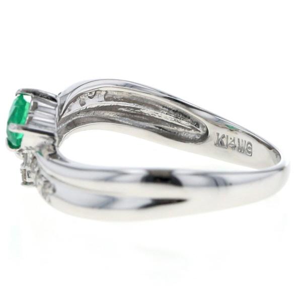K14WG ホワイトゴールド リング エメラルド ホワイトサファイア