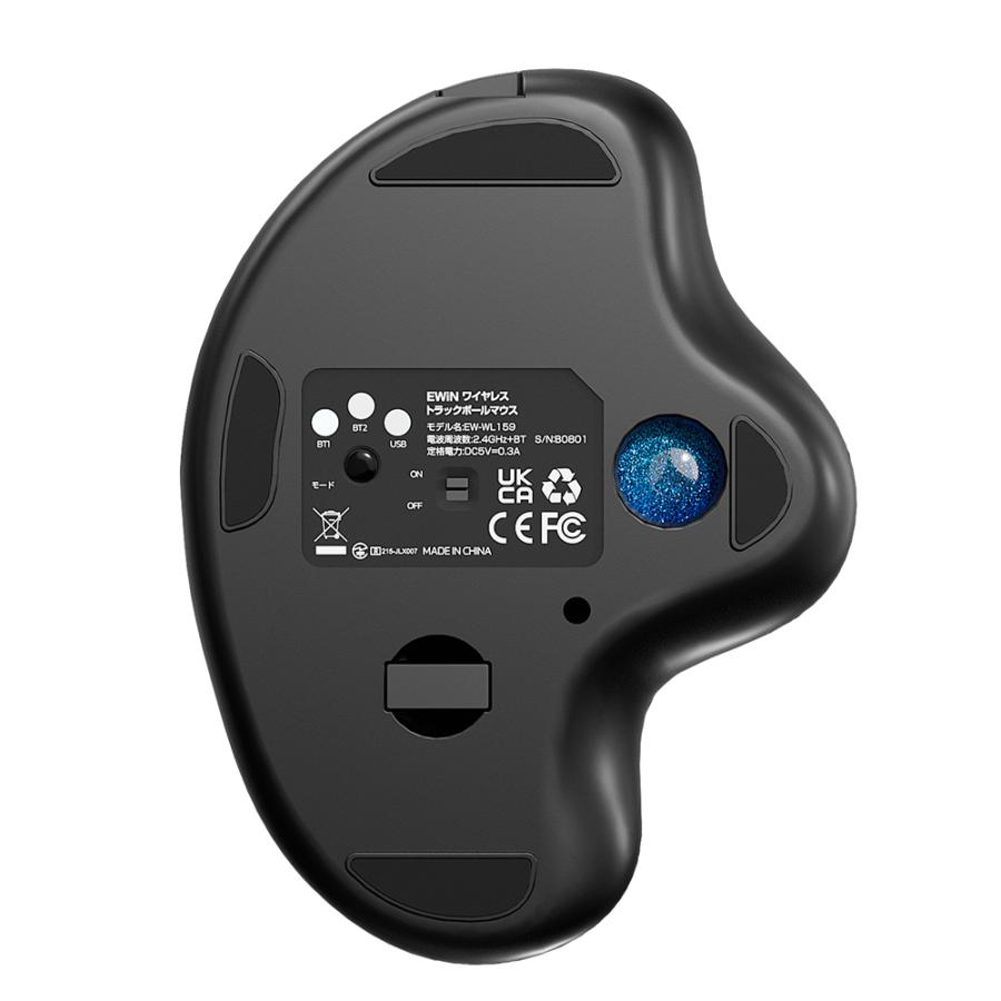 トラックボール ワイヤレスマウス Bluetooth+2.4GHz ボール ダブル