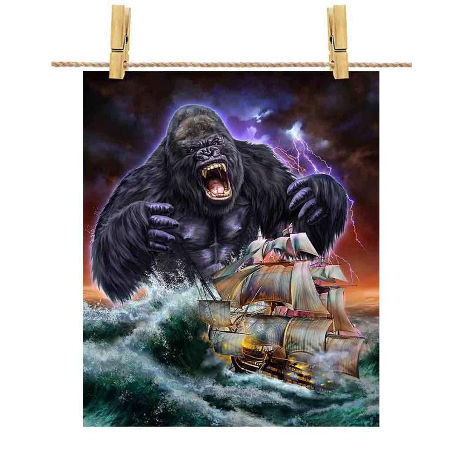 ポストカード 船を襲う ゴリラ 海 雷 嵐 by Fox Republic : FOX