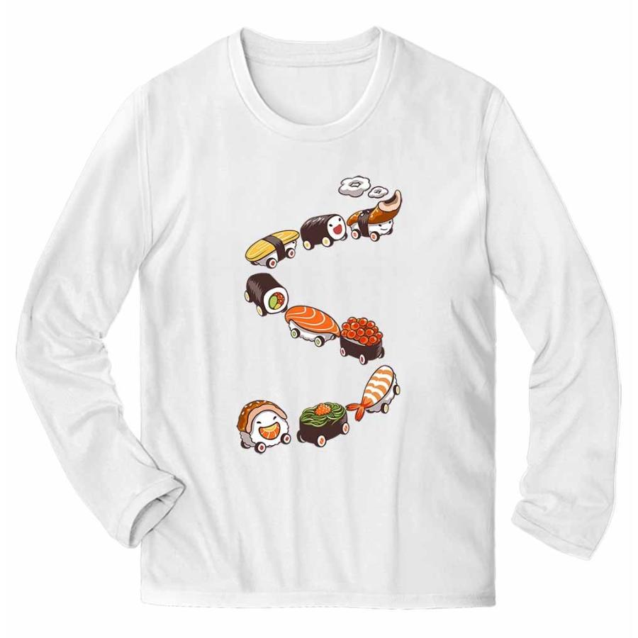 メンズ Tシャツ 長袖 寿司 の 電車 すし いくら サーモン たまご 鉄火