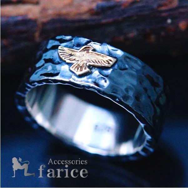 Indian Jewelry K18(18金) イーグル(鷲)ワンポイント装飾 表面打ち出し