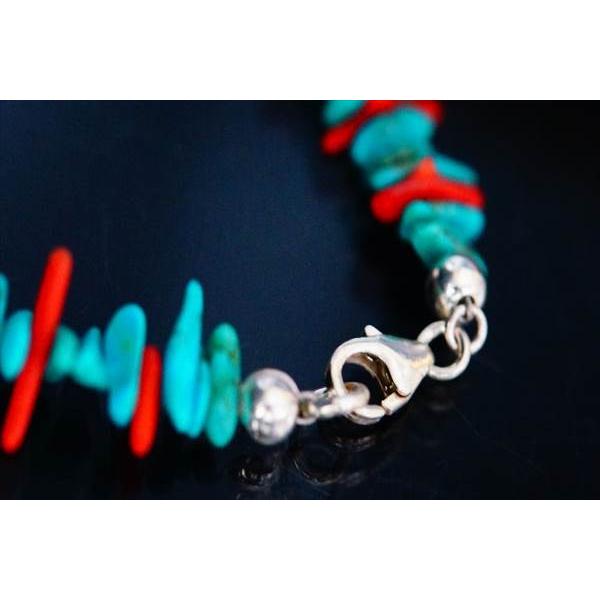 Indian Jewelry 天然石 ターコイズ&レッドコーラル(細石/ドロップ