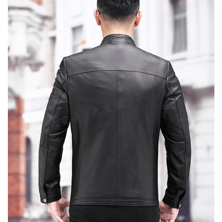 レザージャケットメンズ高級ラム革羊革防風防寒40代50代60代革