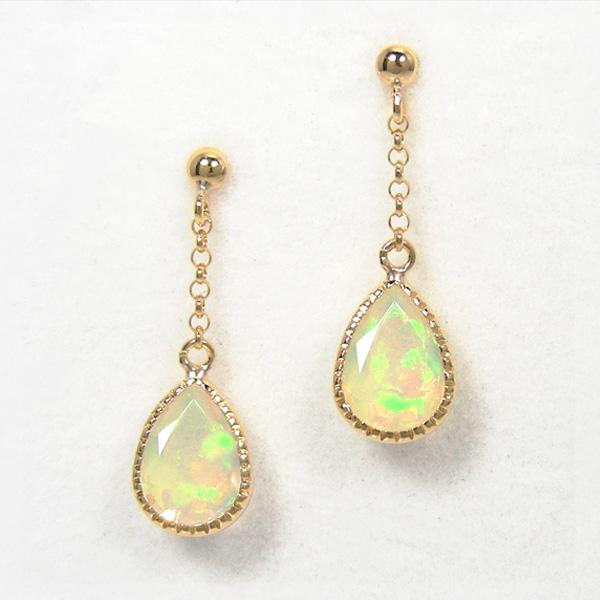 オパール ピアス 18k K18YG 18金 エチオピア産 イエロー ゴールド
