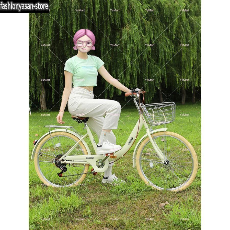 シティサイクル 自転車22 24 インチシングルスピード6段変速ギア