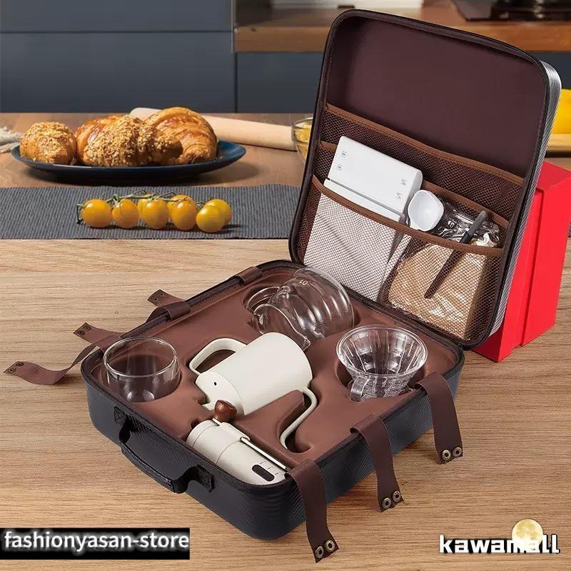 アウトドア 手挽き コーヒーミル ハンドドリップ コーヒーセット 8点