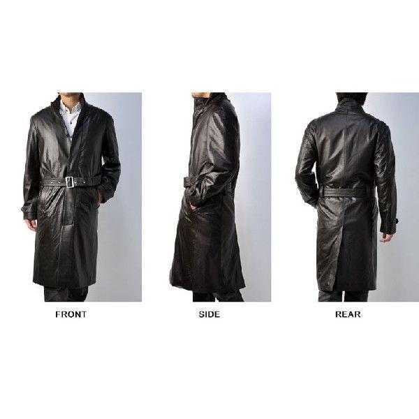 FLAG ON CREW コート 本革 レザーコート 羊本革 ラムレザー メンズ