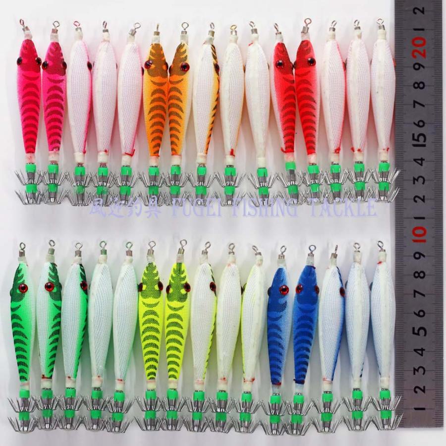 夜光 イカ釣り 布巻き 浮きスッテ 3号 6色 30本 セット