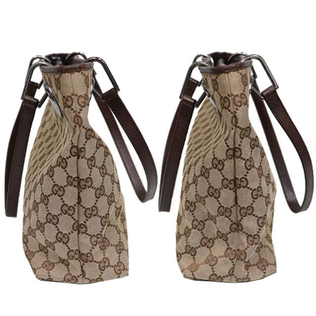 GGキャンバス グッチ GUCCI トートバッグ × レザー ベージュ ブラウン