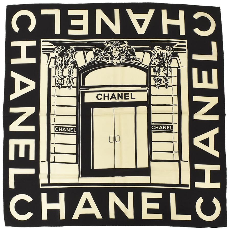CHANEL（シャネル） スカーフ ロゴ 大判スカーフ モノクロ バイカラー