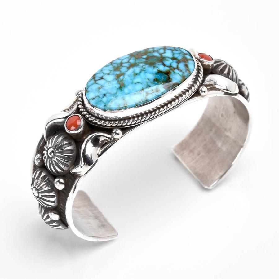 INDIAN JEWELRY ターコイズ コーラル バングル STERLING INDIAN