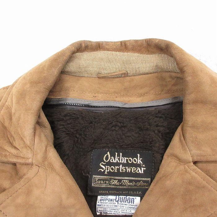 L/古着 シアーズ 長袖 スエード レザー ジャケット メンズ 80年代 80s