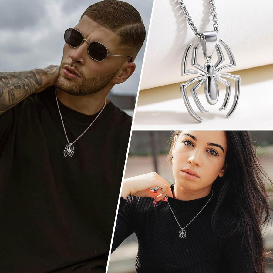 並行輸入品】スパイダーペンダントネックレス ステンレススチール