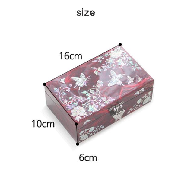 韓国螺鈿 螺鈿漆器 螺鈿 高級 宝石箱 花 蝶 ジュエリーボックス 16cm