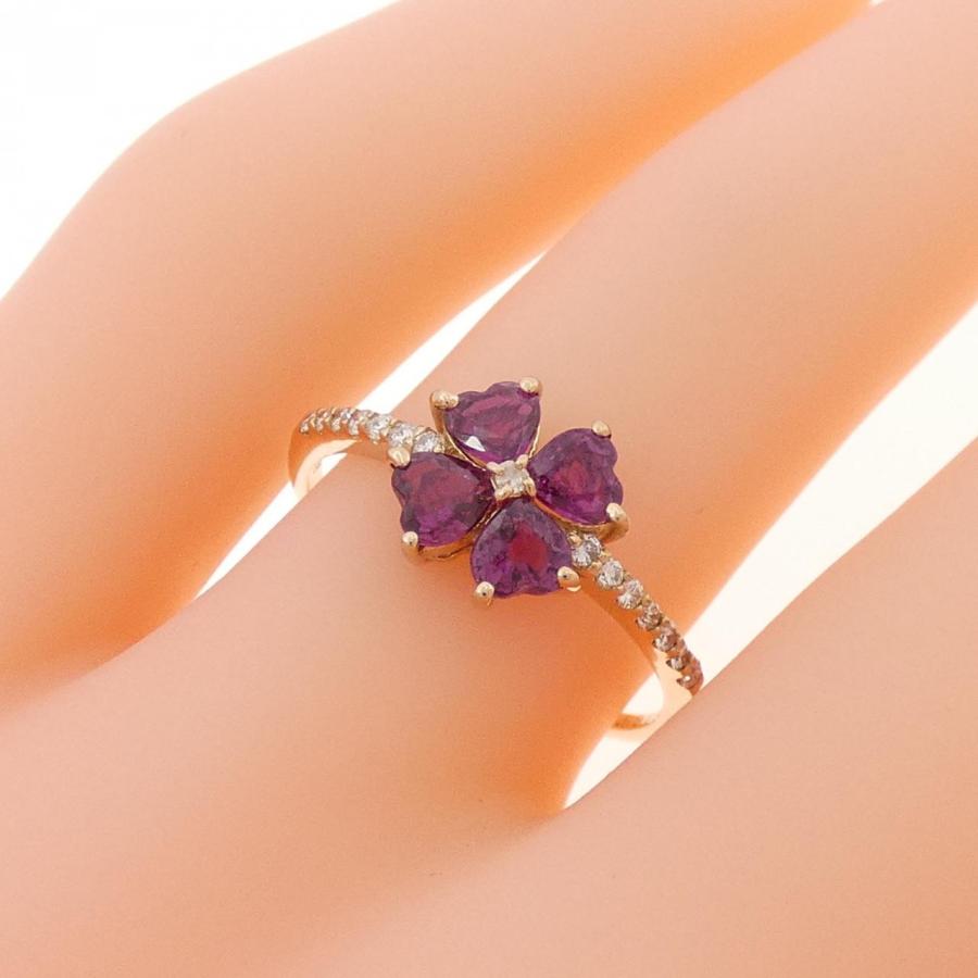 K18PG ハート×フラワー ルビー リング 0.89CT : KOMEHYO ONLINESTORE
