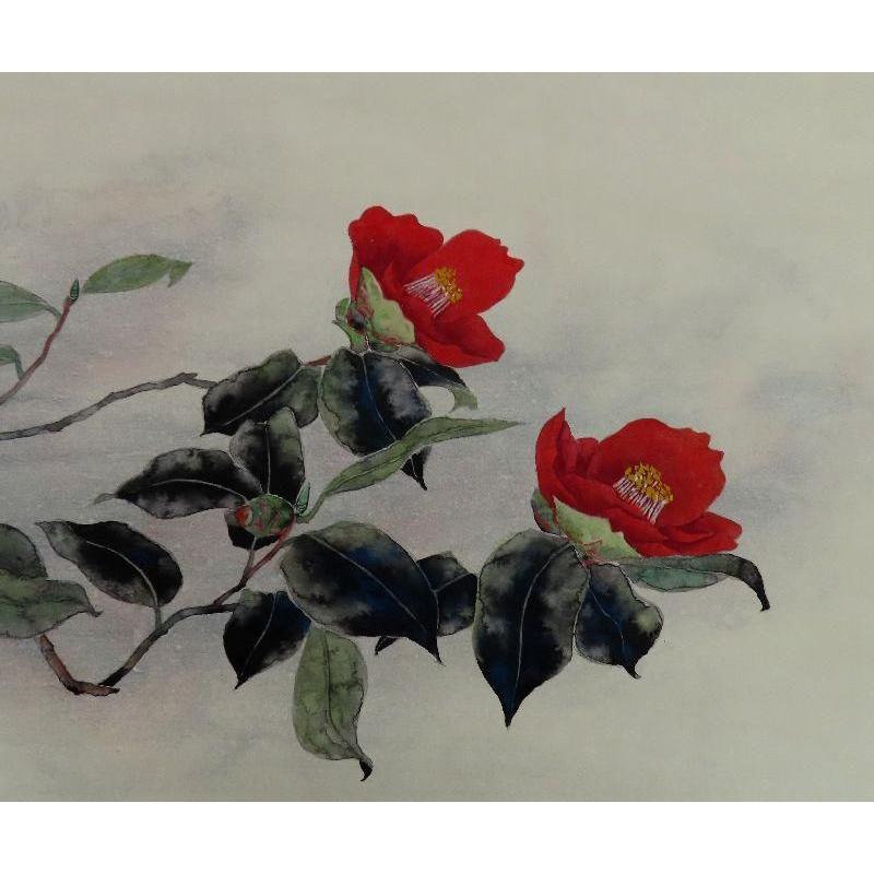 河出幸之助【椿】 肉筆日本画 直筆サインあり 河出幸之助【椿】 肉筆