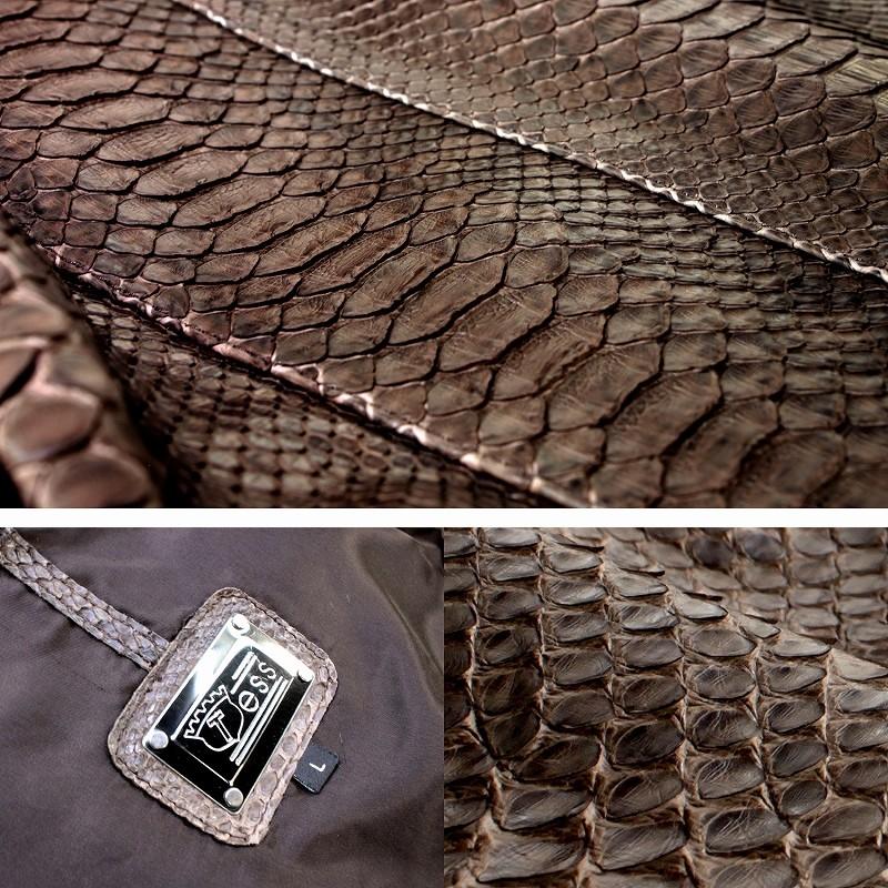 蛇革 パイソン メンズ レザージャケット 本革 ステンカラー ヘビ 4273