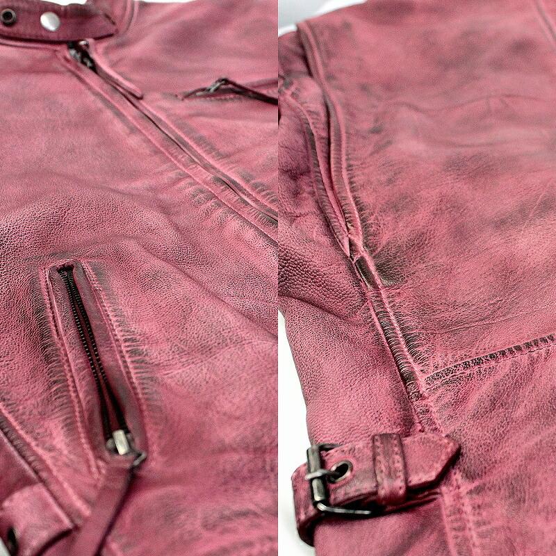 Mo-LAWS ライダースジャケット メンズ 本革 ゴート ダメージ加工 革