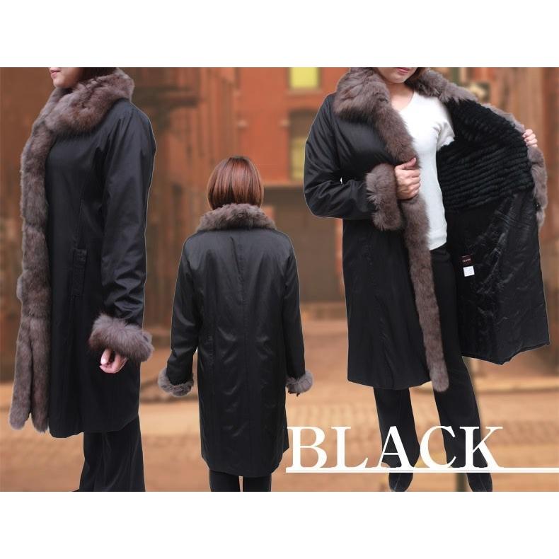 ファーコート レディース シルク100％ ブルーフォックス ラビット毛皮