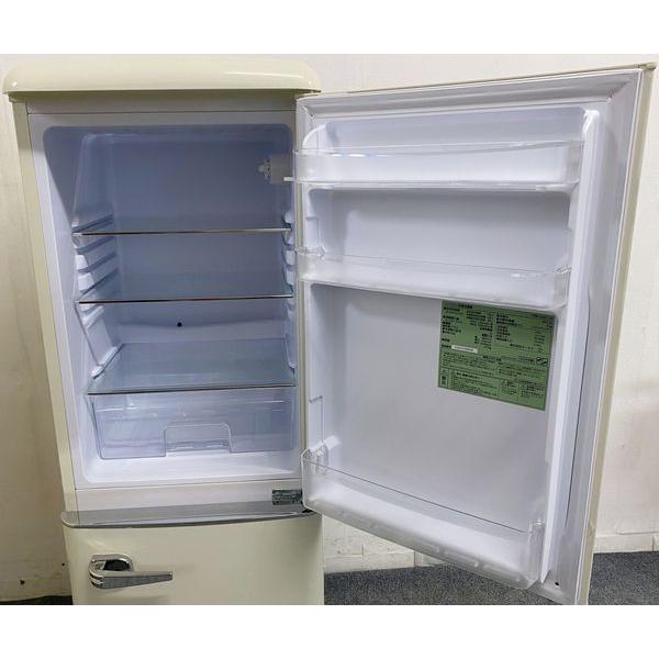 高年式 2024年製 レトロ調 2ドア冷凍冷蔵庫 130L メッキハンドル PRR