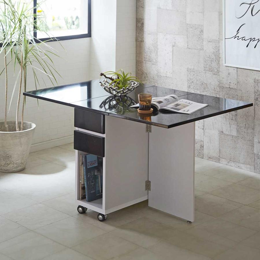 ダイニングテーブル 折りたたみ 伸縮 幅38〜124cm バタフライテーブル