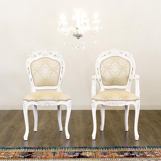 チェアー 椅子 猫脚 アンティーク 肘掛け有り ダイニングチェアー 白