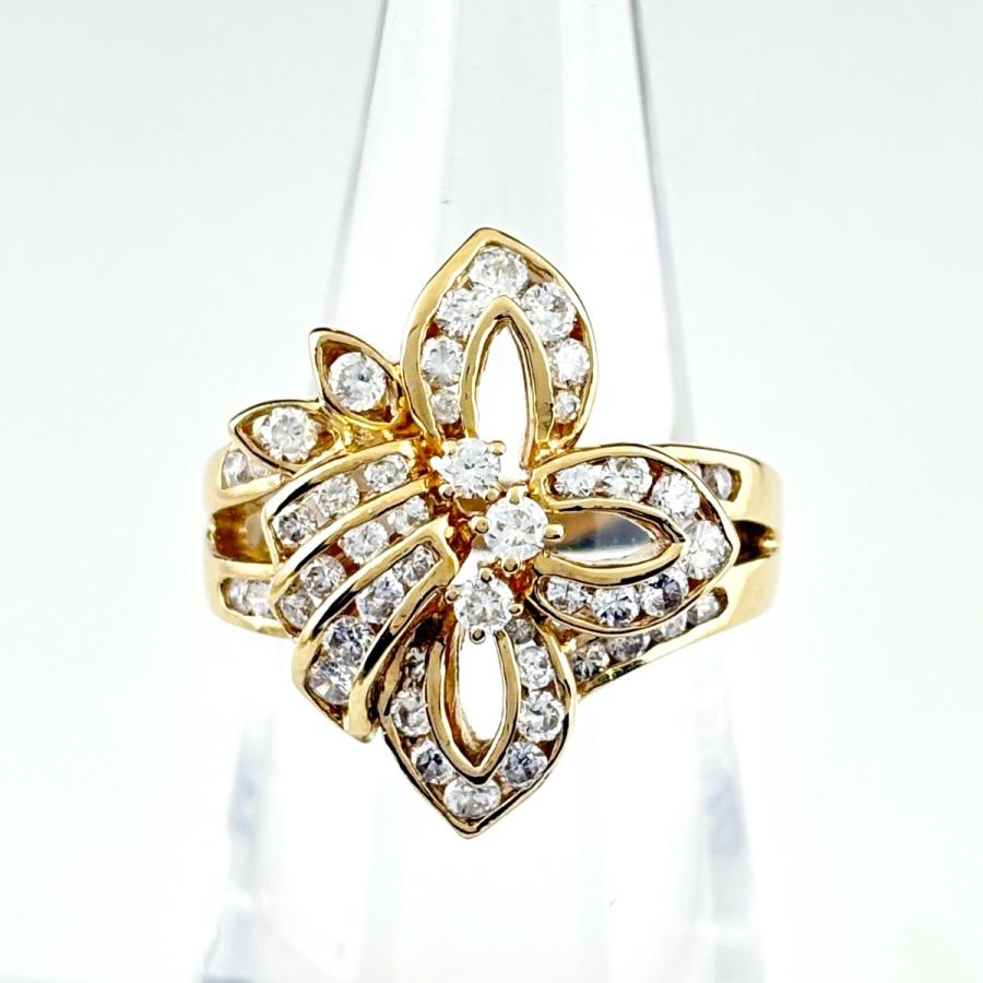 メレダイヤ デザインリング YG イエローゴールド 指輪 リング 11号 K18