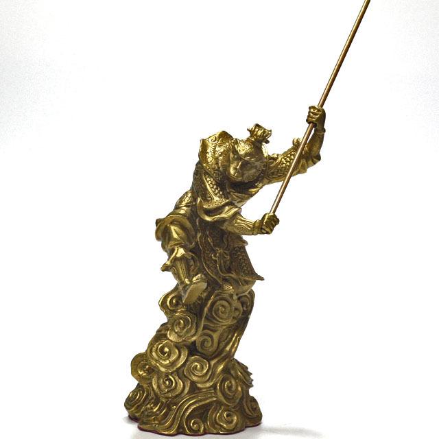 孫悟空 置物 銅製 大サイズ高さ約17cm 如意棒までは約24cm筋斗