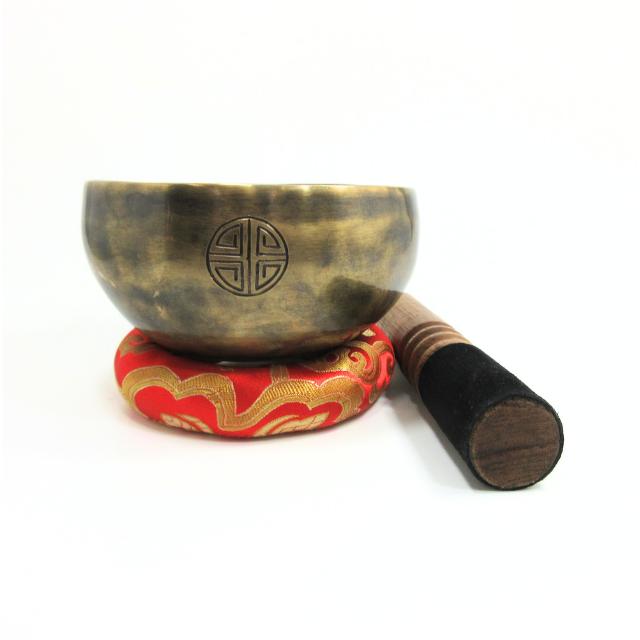 シンギングボウル 7メタル 約11.5cm 満月文様 手打ち 音浄化 ヨガ 瞑想