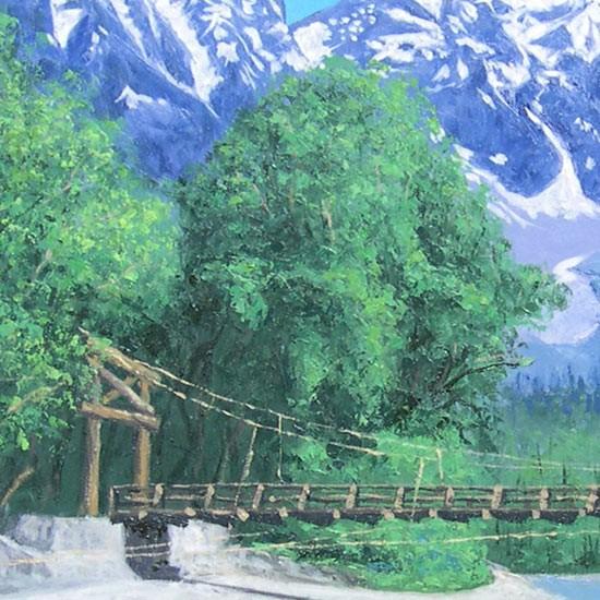 絵画 油絵 上高地 F30号 （大山功） 【海・山】【肉筆】【油絵】【日本