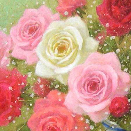 絵画 油絵 ばら F30号 （日野皖） 【肉筆】【油絵】【花】【大型絵画