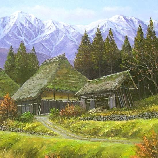 絵画 油絵 山村清流 F30号 （関健造） 【海・山】【肉筆】【油絵