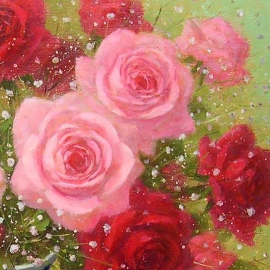 絵画 油絵 ばら F50号 （日野皖） 【肉筆】【油絵】【花】【大型絵画