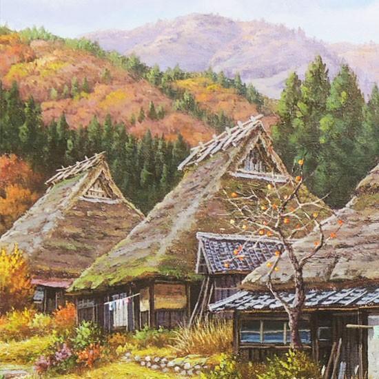 絵画 油絵 秋色京都美山 F50号 （猿渡一根） 【海・山】【肉筆】【油絵