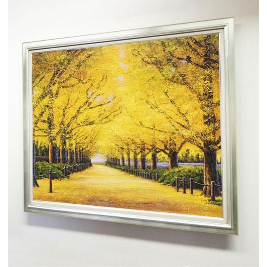 絵画 油絵 神宮外苑いちょう並木 F50号 （木村由記夫） 【肉筆】【油絵