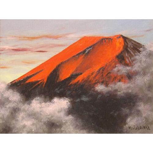 絵画 油絵 赤富士 （大山功） F6号 【肉筆】【油絵】【富士】【6号