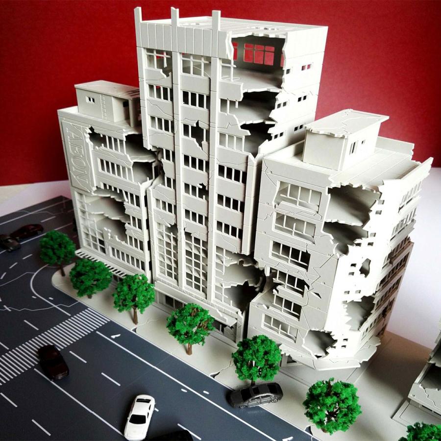 Nゲージ自作ストラクチャー ミラーガラス風オフィスビル Nゲージ自作