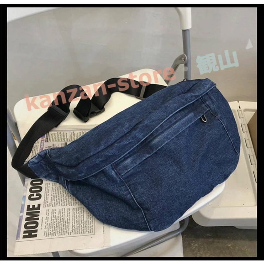 ボディバッグ デニム レディース メンズ ワンショルダー カバン 大きめ