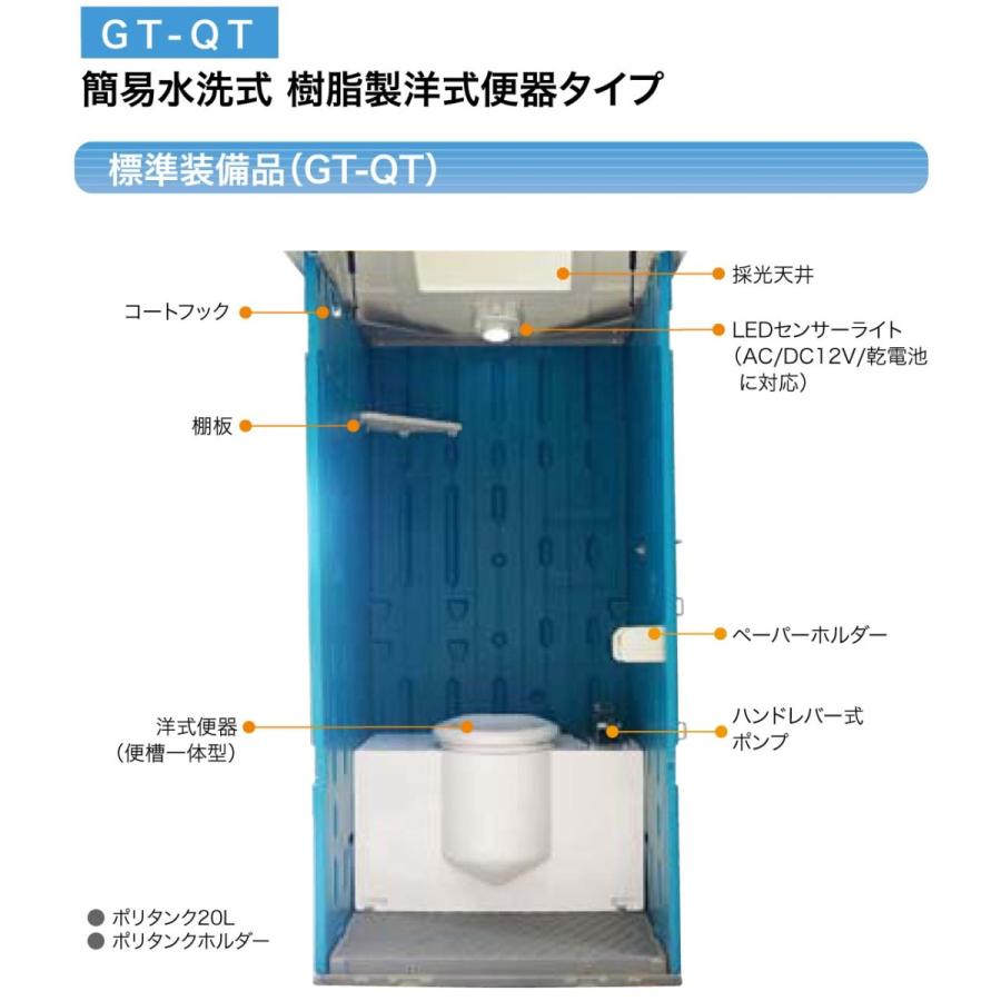 日野屋 日野興業】[GT-QT] のせるくん 仮設トイレ 簡易水洗タイプ 仮設