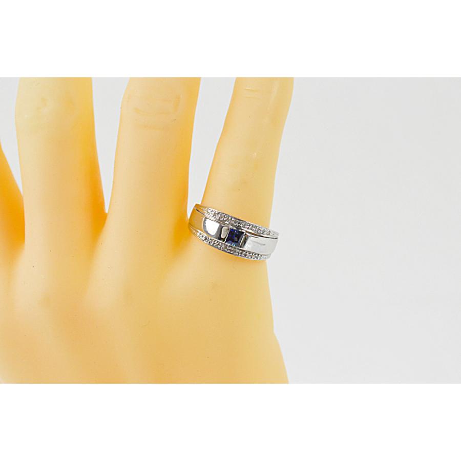 PT900 美しい ブルー サファイヤ ダイヤモンド メンズ ジュエリー