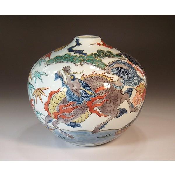 有田焼 古伊万里様式染錦金彩松竹梅麒麟絵花瓶｜陶芸作家 藤井錦彩 作