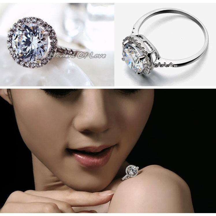 指輪 リング 大粒CZダイヤモンド ハート ラウンド ラインストーン