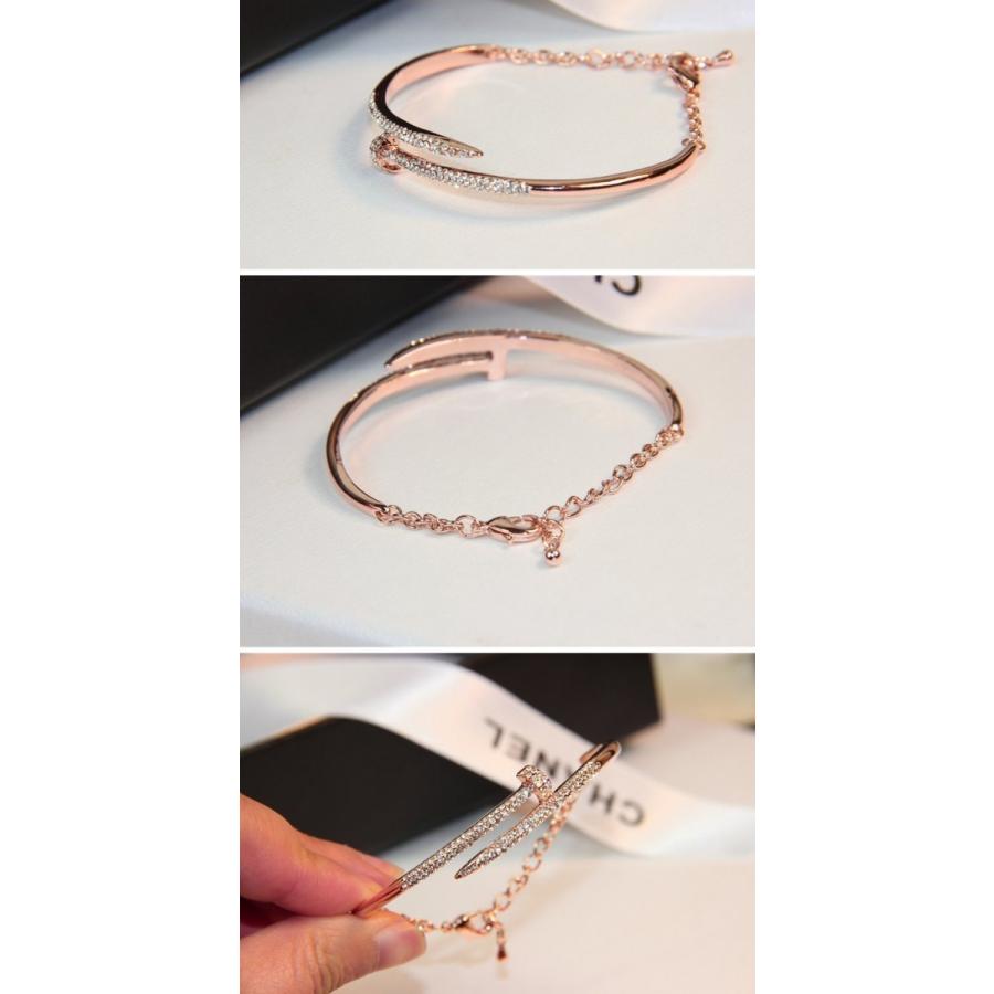 ブレスレット バングル スワロフスキー 釘 くぎ クギ ピンクゴールド
