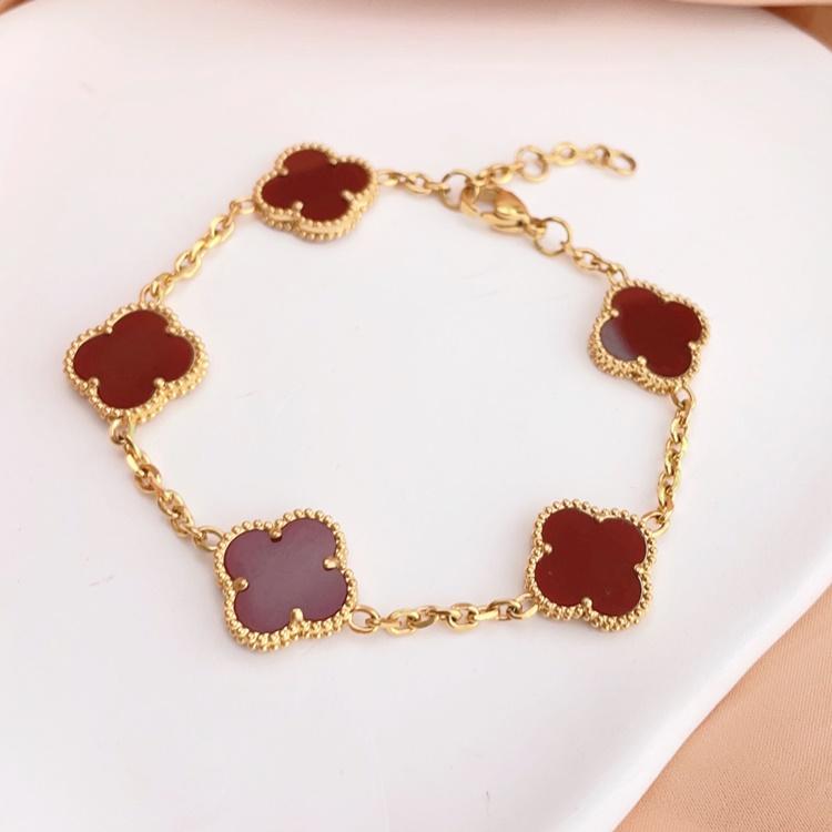 ブレスレット 四葉クローバー リバーシブル 両面 ブラック ホワイト