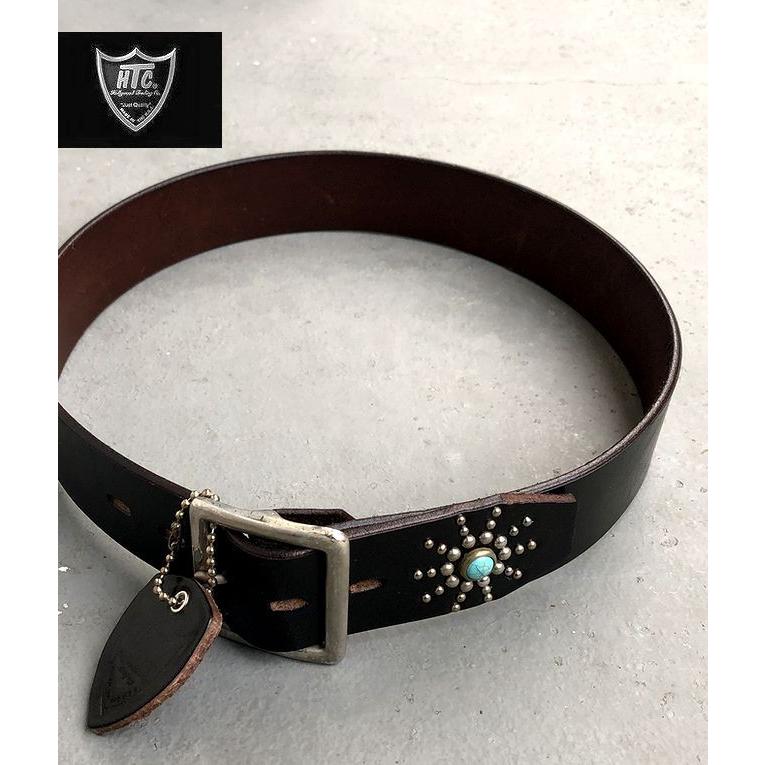 HTC エンドオンリー スタッズベルト ブラック ターコイズ 1.75インチ