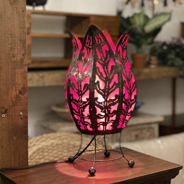 アイアン透かし チューリップ型 スタンドランプ H40cm バリ島製 フロア