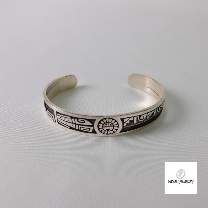 インディアンジュエリーオーバーレイ バングル ホピ族 Lucion Koinva