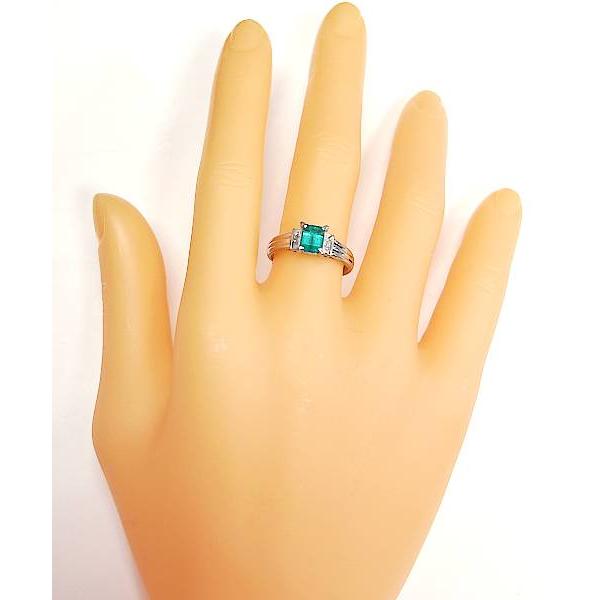 15-21】Pt900 天然エメラルド0.84ct ダイヤモンド0.16ct 指輪 サイズ